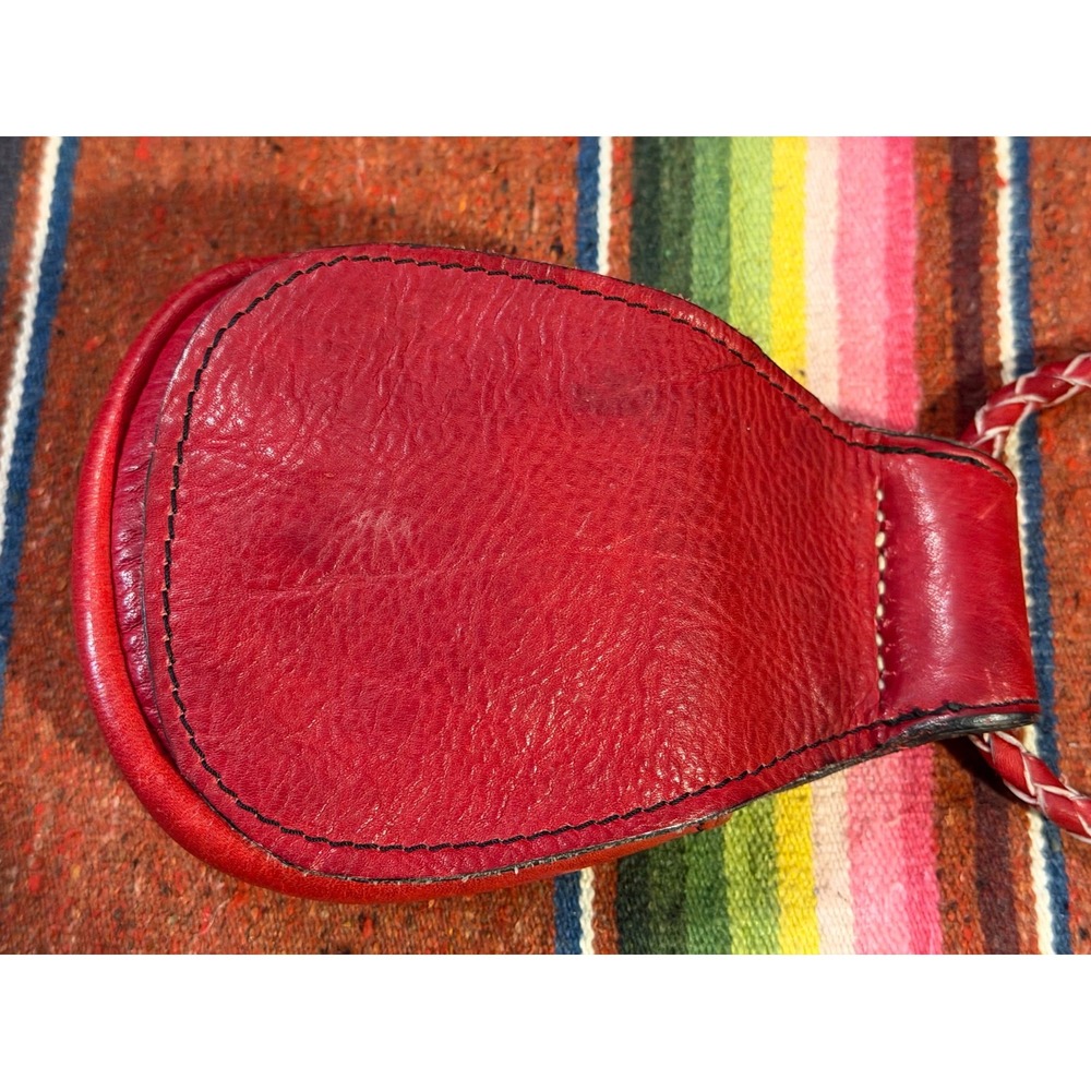 Artisan made and stamped Small Red Leather Shoulder Purse by Ruby Zaar